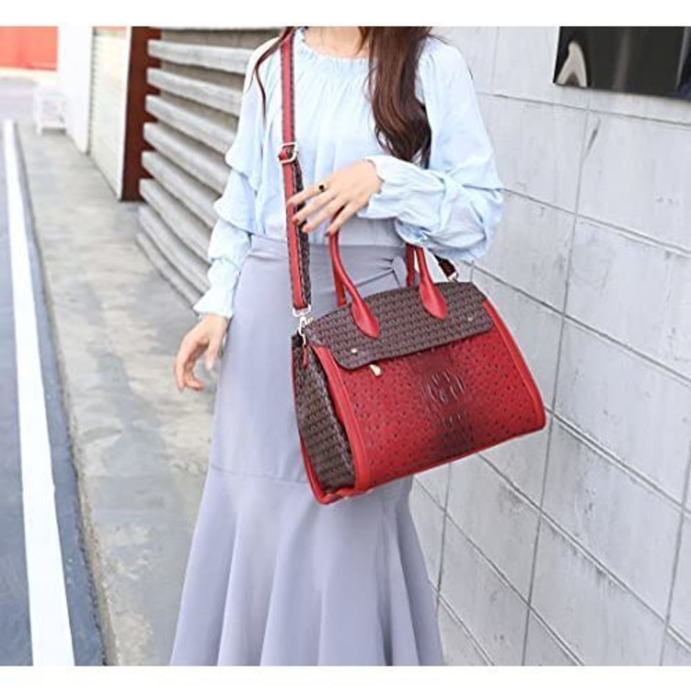 Modern Mkf Crossbody Strap Satchel For – Pu Textured Top Handle Pocketbook – - Picture 3 of 7
